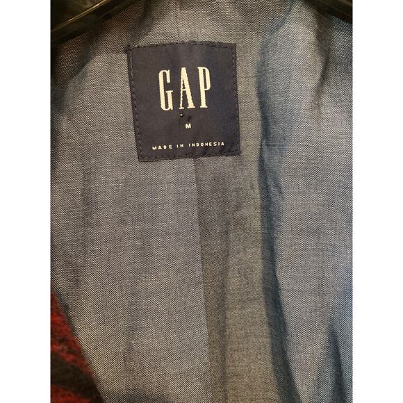 Gap Black & Red Check Buffalo Plaid 90s Inspo Wool Moto Biker Jacket ~ Sz M - Picture 11 of 12